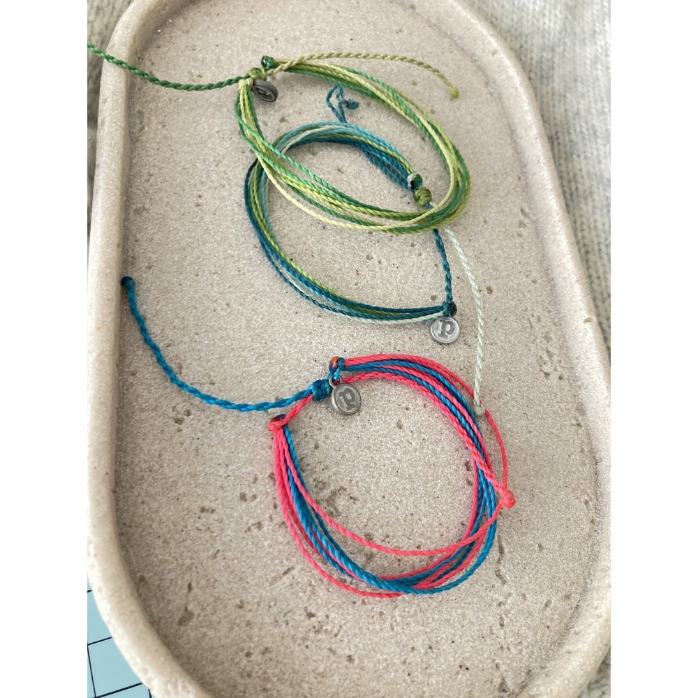 Pura Vida Bracelets Set Of 3 Braided String Friendship Beachy Coastal Layering